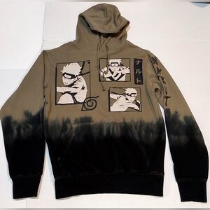 Naruto Shippuden Hoodie Dip-Dye Wash Effect Green Into Black Sz S (Youth 8-10Y)